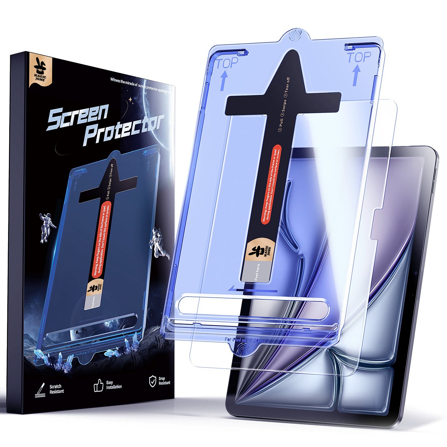 MAGIC JONE Screen Protector for iPad Tempered Glass Film Case Friendly & Apple Pencil Compatible