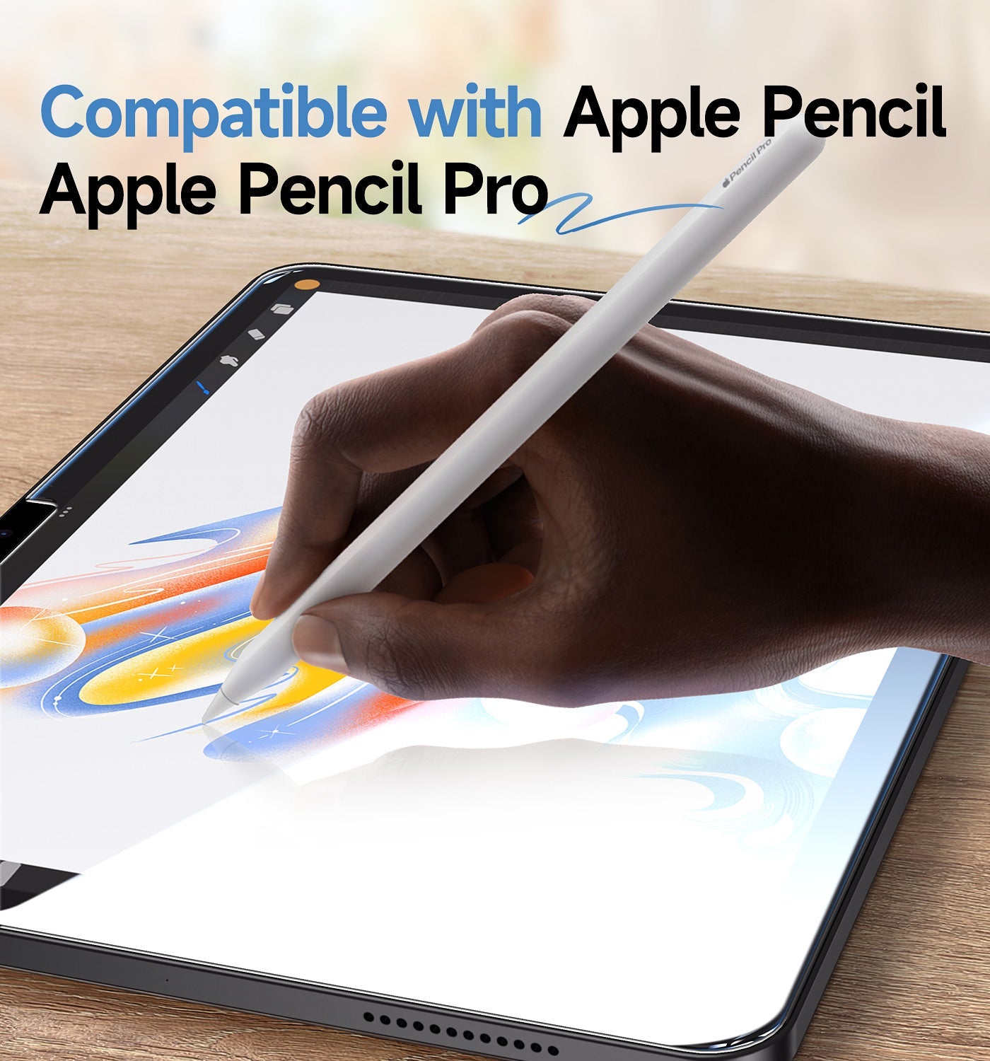 MAGIC JONE Screen Protector for iPad Tempered Glass Film Case Friendly & Apple Pencil Compatible