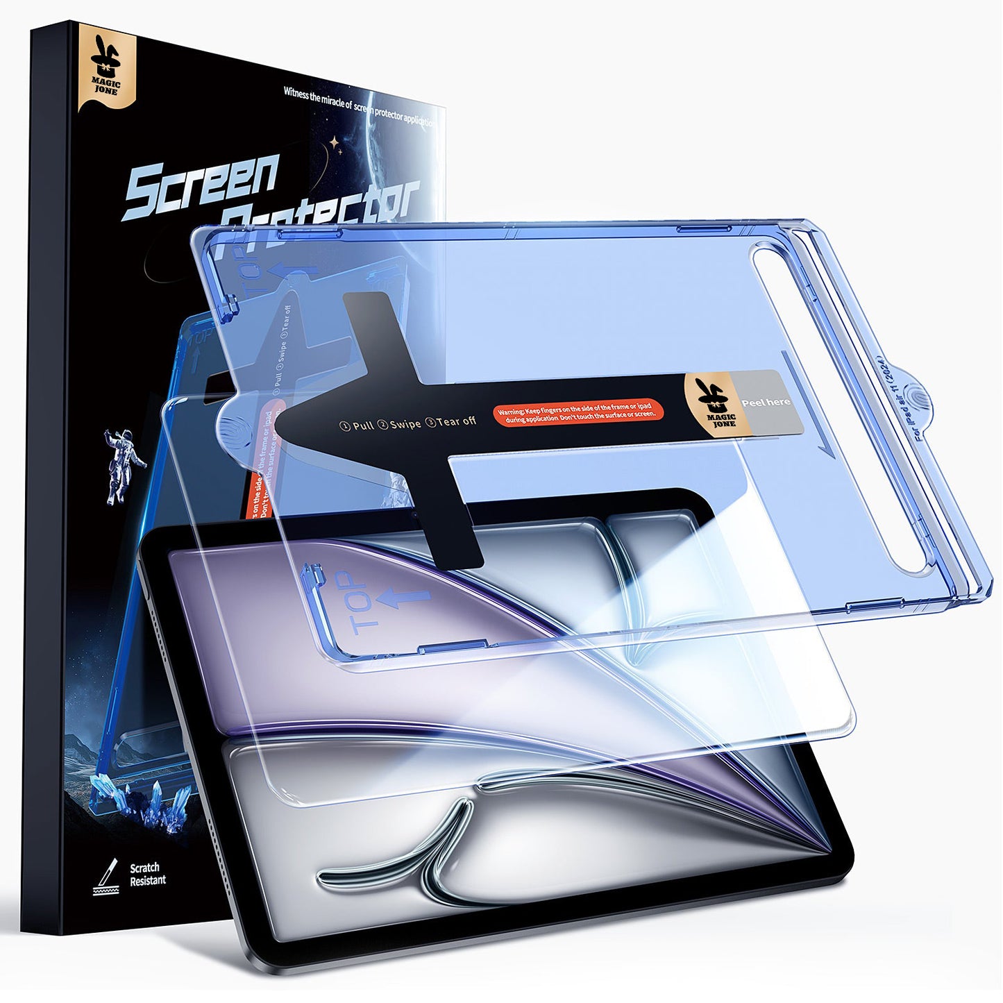 MAGIC JONE Screen Protector for iPad Tempered Glass Film Case Friendly & Apple Pencil Compatible